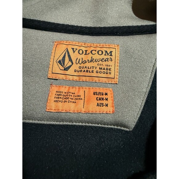 Volcom Workwear Mens Sweater M Medium Gray Pockets Quarter Zip Warm - Picture 6 of 9